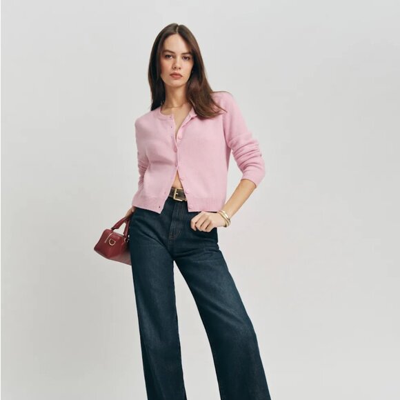 Reformation Clara Cashmere Crew Cardigan NWOT - Picture 1 of 8